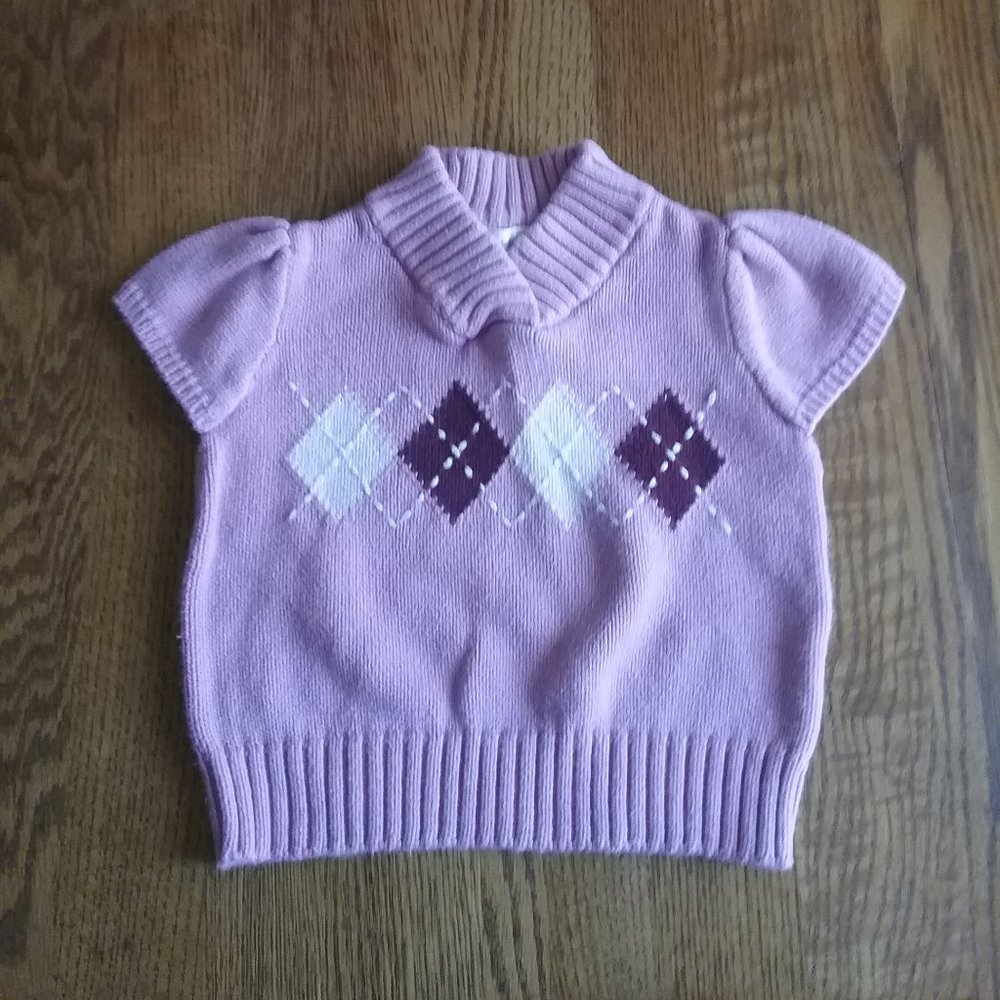 Pink Argyle Detail Sweater Old Money Preppy Size 12 month